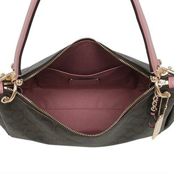 Coach shoulder Hand bag Purse Brown & Pink Flawless Like NEW adjustable strap - Picture 4 of 14